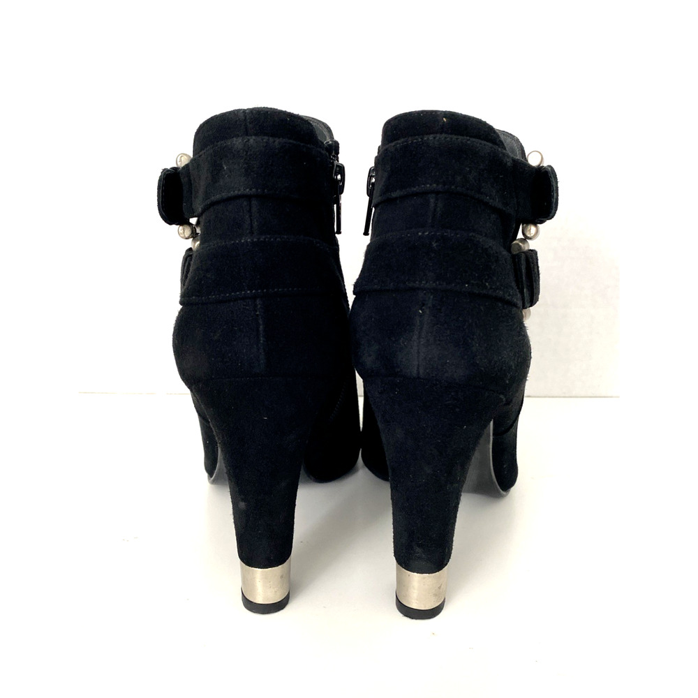 Stuart Weitzman Suede Bootie Ankle Boot Black Alm… - image 6